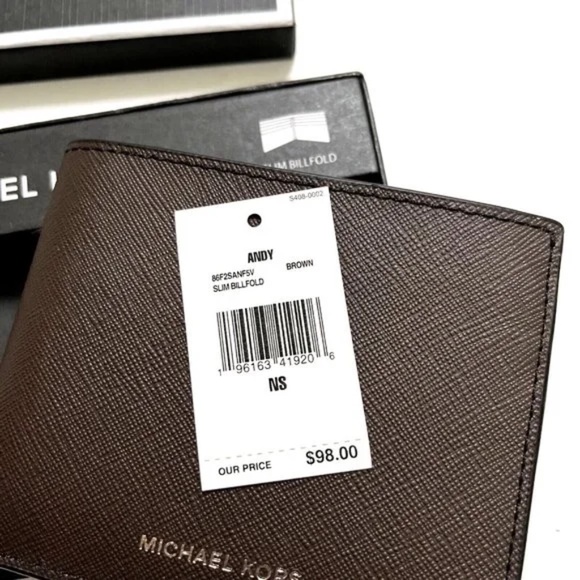 Michael Kors Slim Billfold Wallet 2pc Gift Set Tan & Chocolate Brown Boxed NWT - Picture 15 of 15